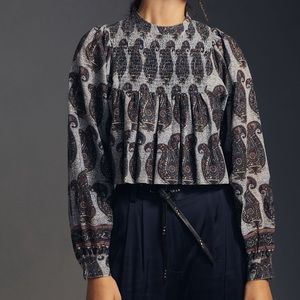 *Anthropologie Antik Batik Elia Cropped Printed Top